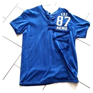 Blue button up aeropostale t shirt